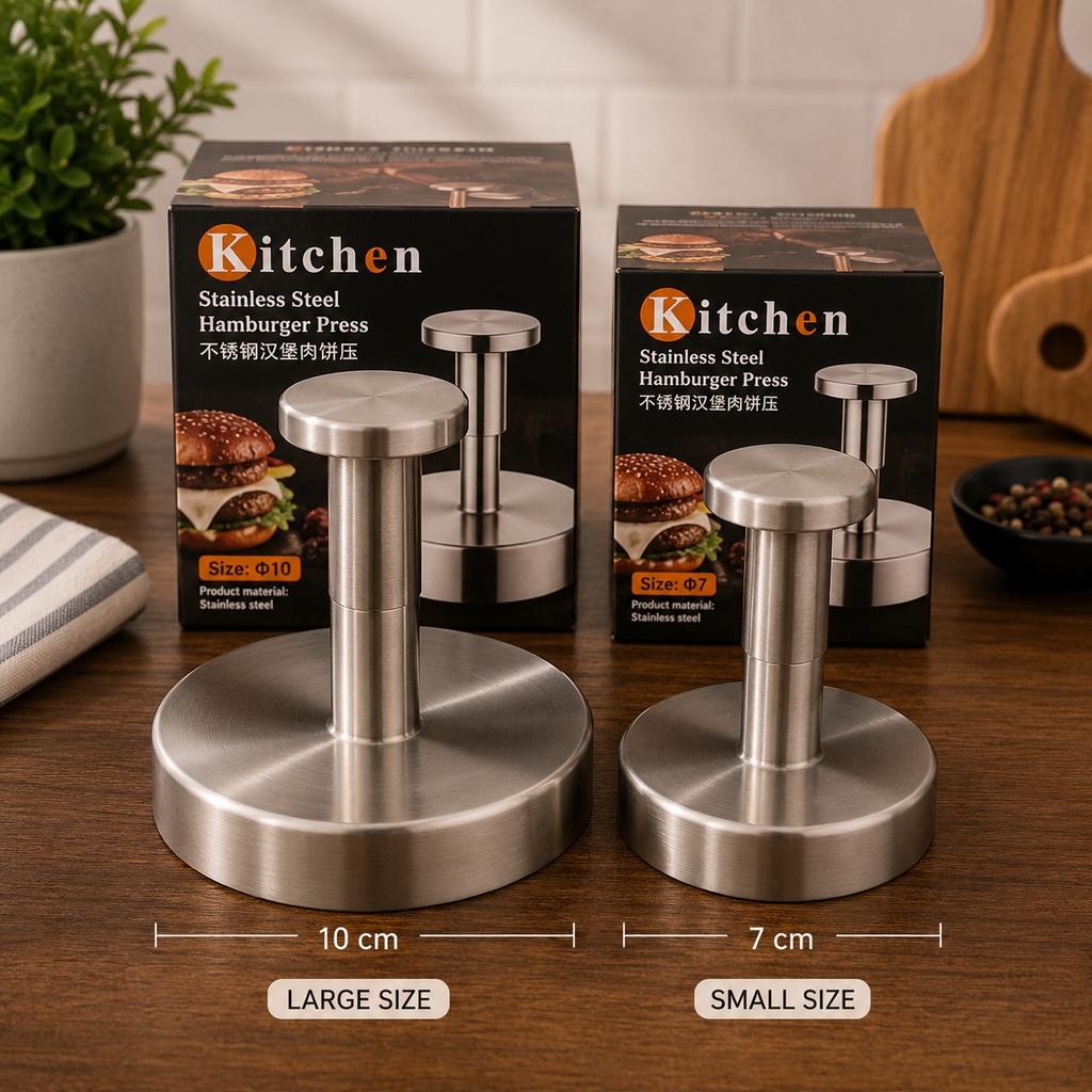 Stainless Steel Hamburger Patty Press – 2 Sizes