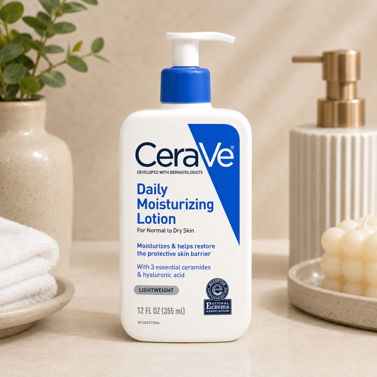 CeraVe Daily Moisturizing Lotion for Normal to Dry Skin – 355ml (12 fl oz)