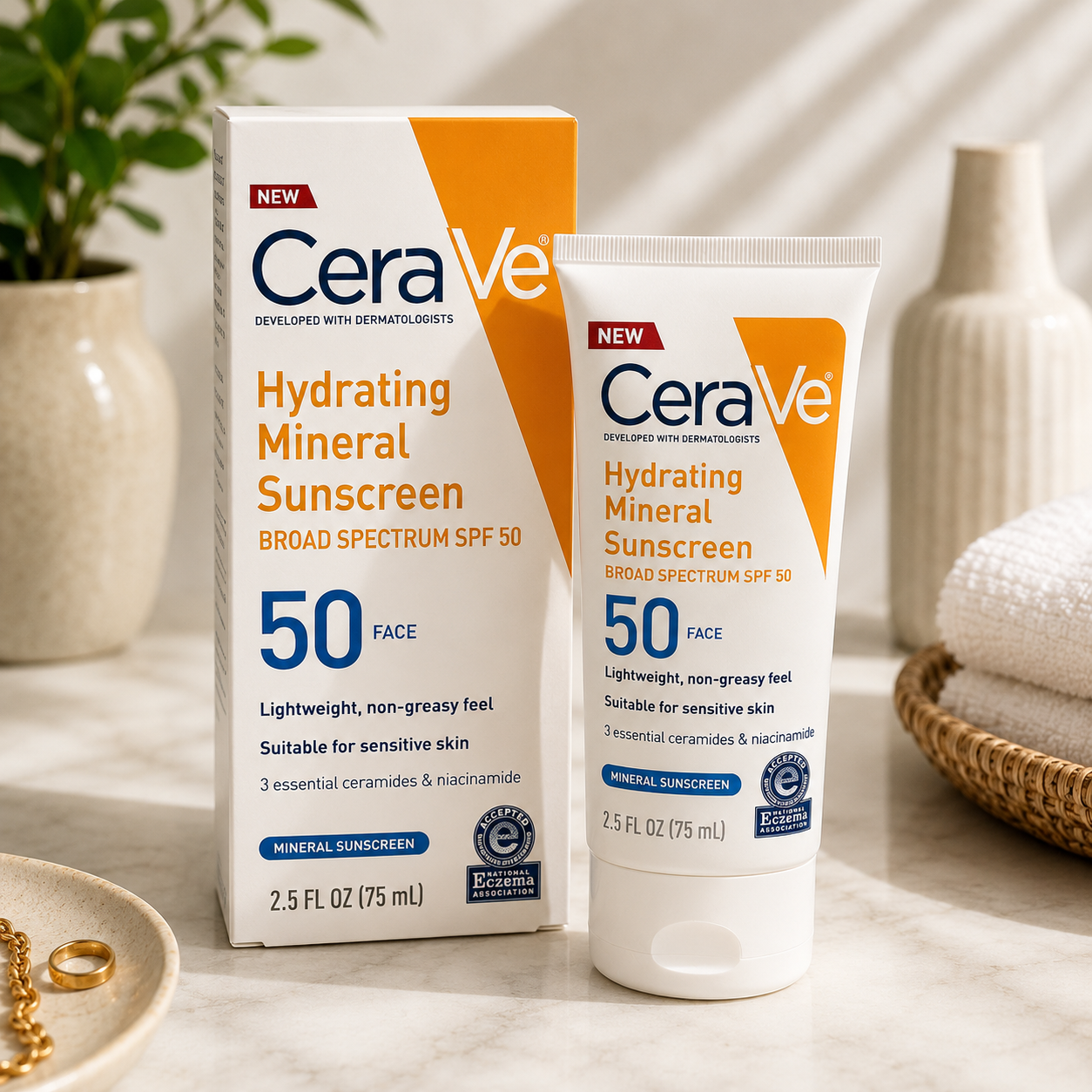 CeraVe Hydrating Mineral Sunscreen SPF 50 Face Lotion – 75ml
