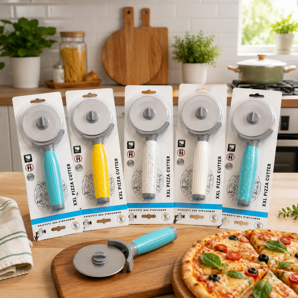 XXL Stainless Steel Pizza Cutter (Random Color)