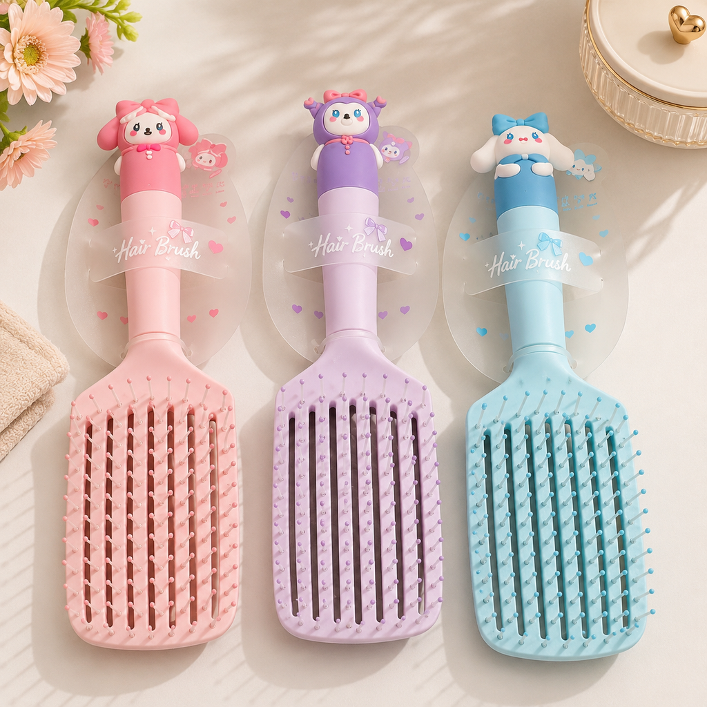 Cute Character Detangling Hair Brush – Wide Paddle Design