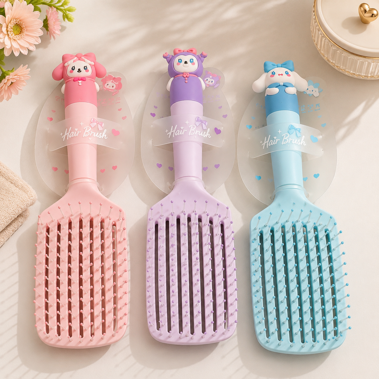 Cute Character Detangling Hair Brush – Wide Paddle Design