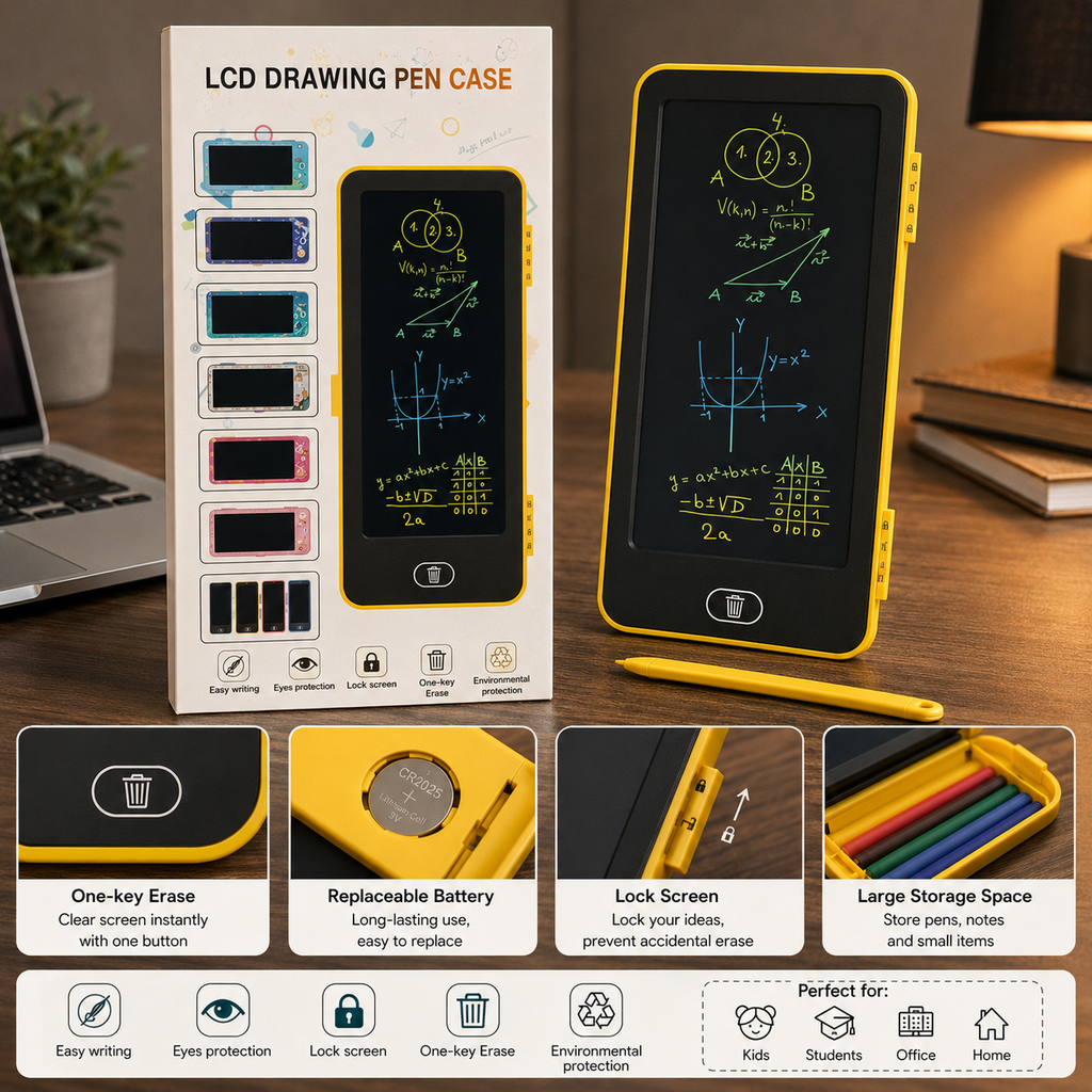 Multifunctional LCD Drawing Tablet Pencil Case