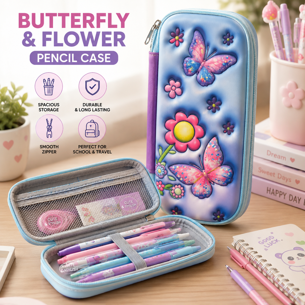 Cute Kids Pencil Case – Hard Shell School Pouch