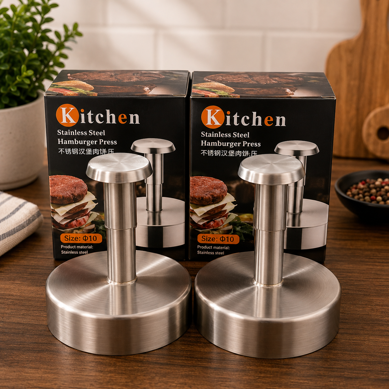 Stainless Steel Hamburger Patty Press – 2 Sizes