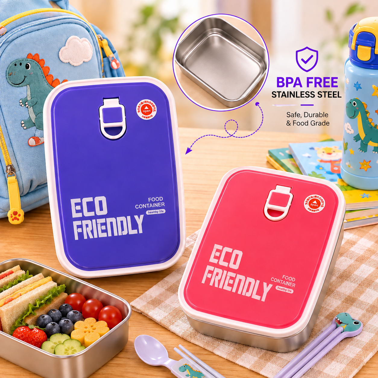 Tedmei Kids Eco-Friendly Stainless Steel Lunchbox