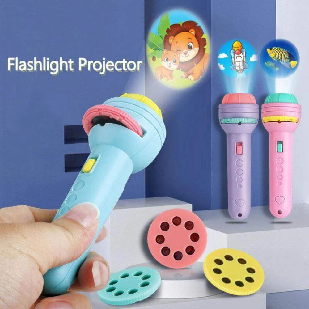 Kids Mini Projection Flashlight Toy with 3 Slide Discs