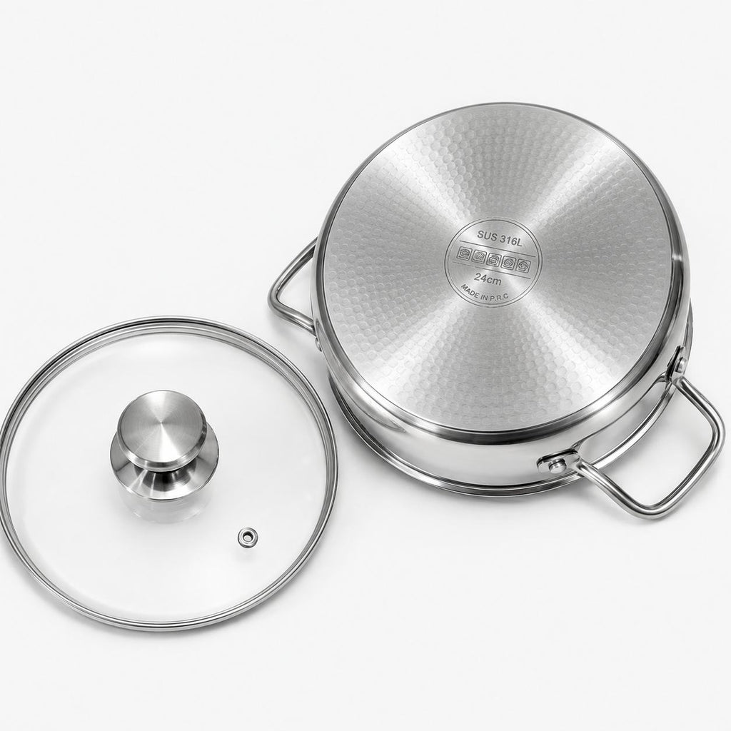 Laser-Cut Honeycomb Deep Casserole with Lid – 316 Stainless Steel