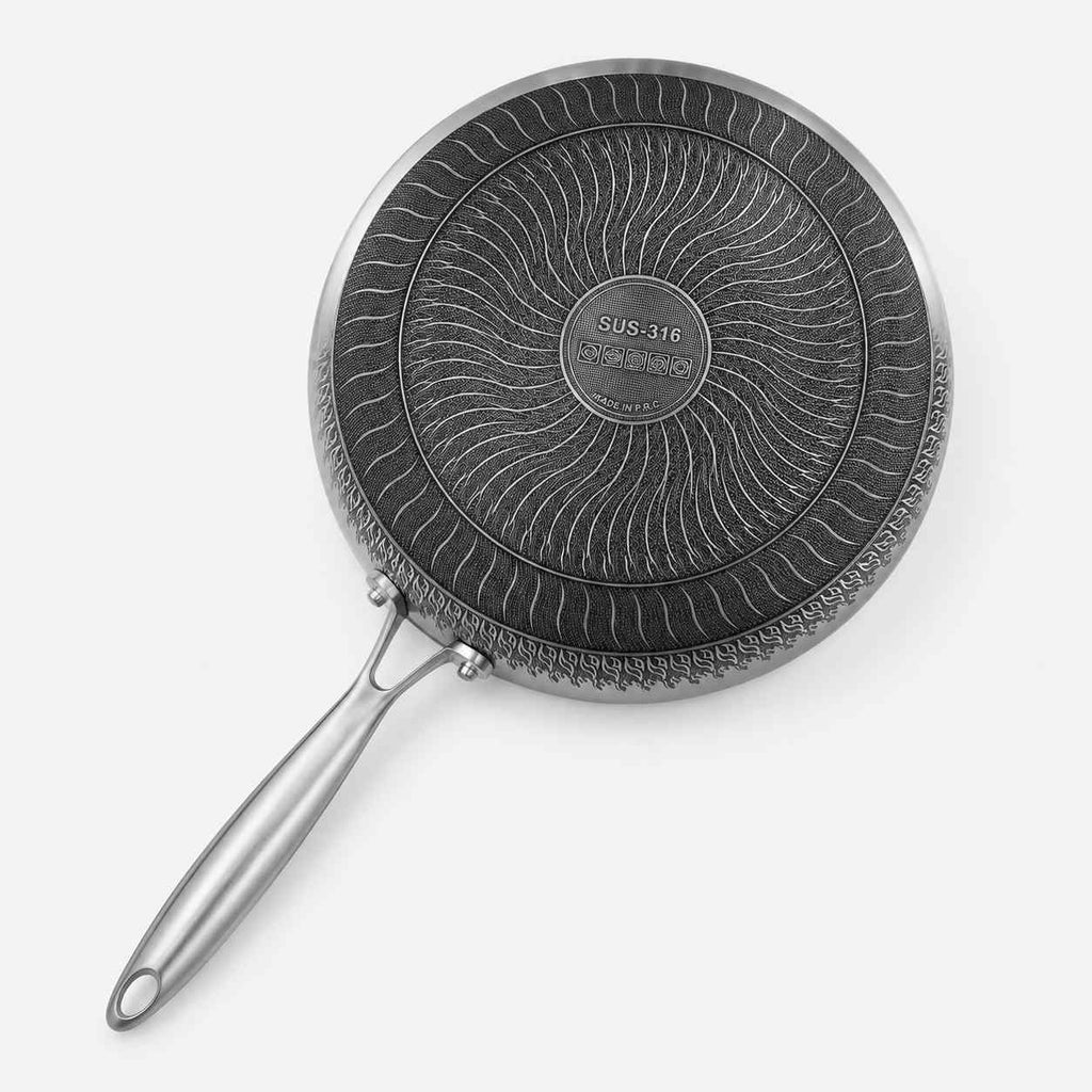 Laser-Cut Honeycomb 316 Stainless Steel Frying Pan