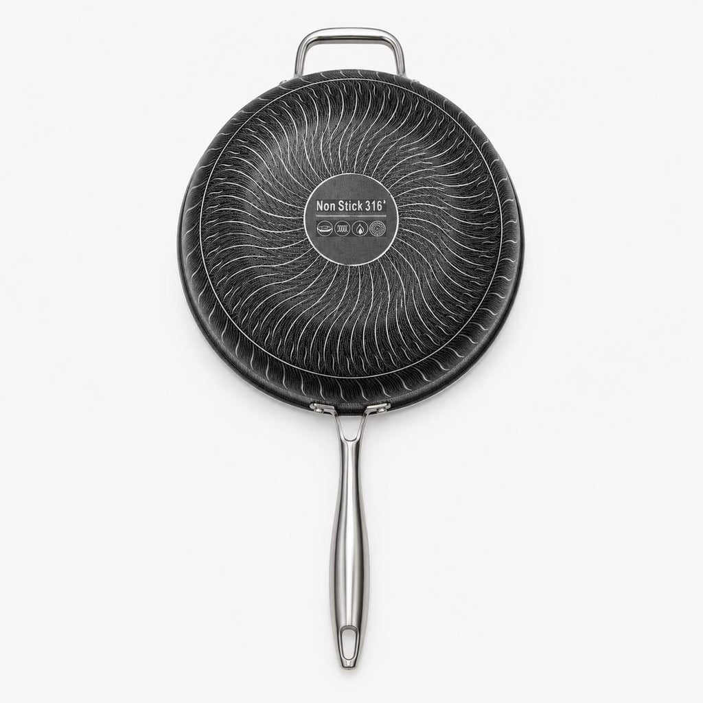 Honeycomb Laser-Cut SUS 316L Stainless Steel Wok with Lid