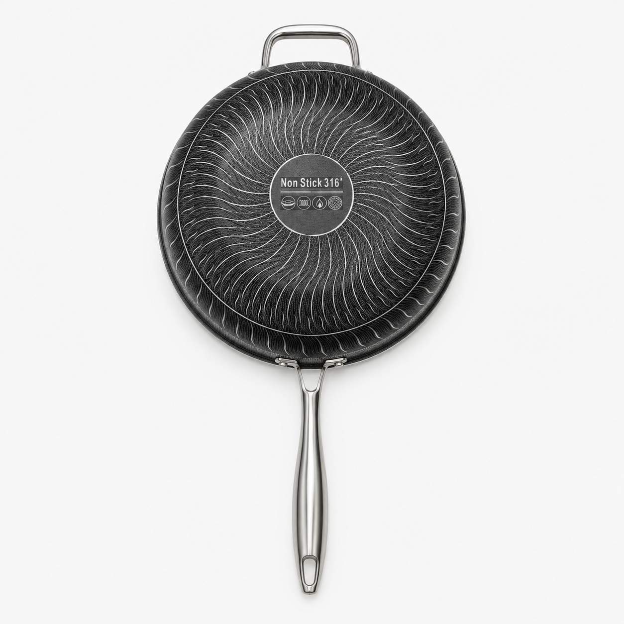 Honeycomb Laser-Cut SUS 316L Stainless Steel Wok with Lid