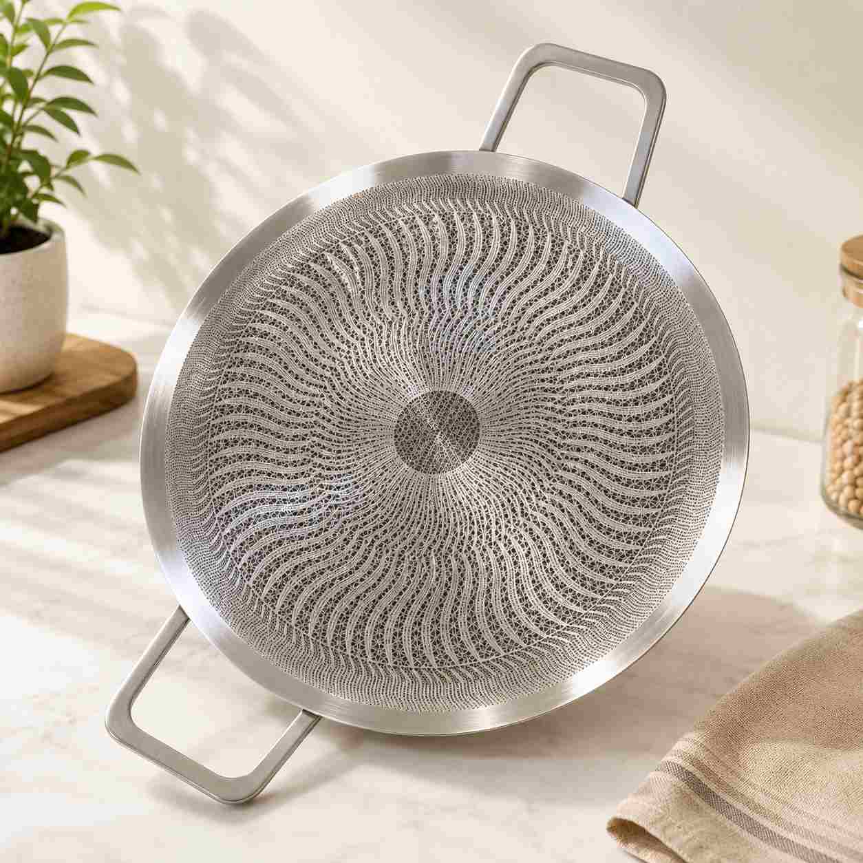 Honeycomb Laser-Cut SUS 316L Stainless Steel Tawa