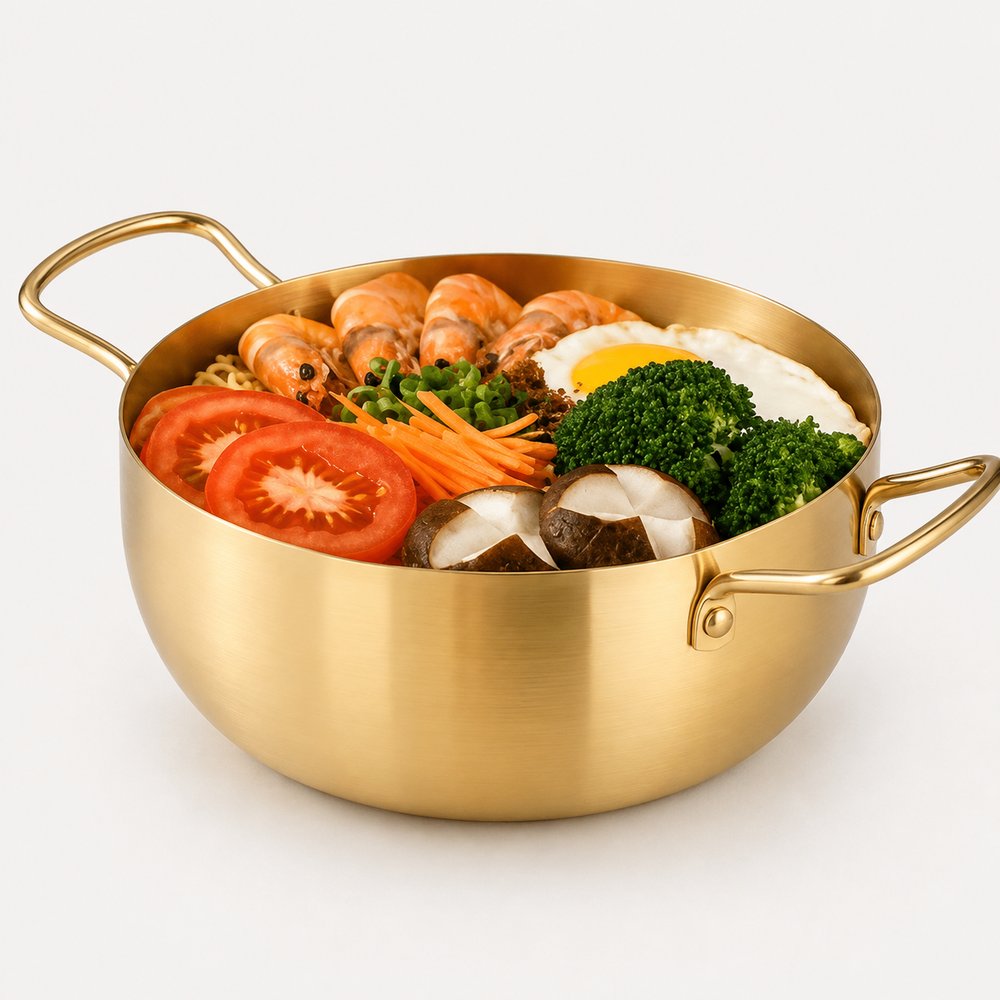 Stainless Steel Golden Ramen Pot Noodle Pot - 22cm