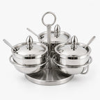 360° Rotatable Stainless Steel Seasoning Set with Glass Lids