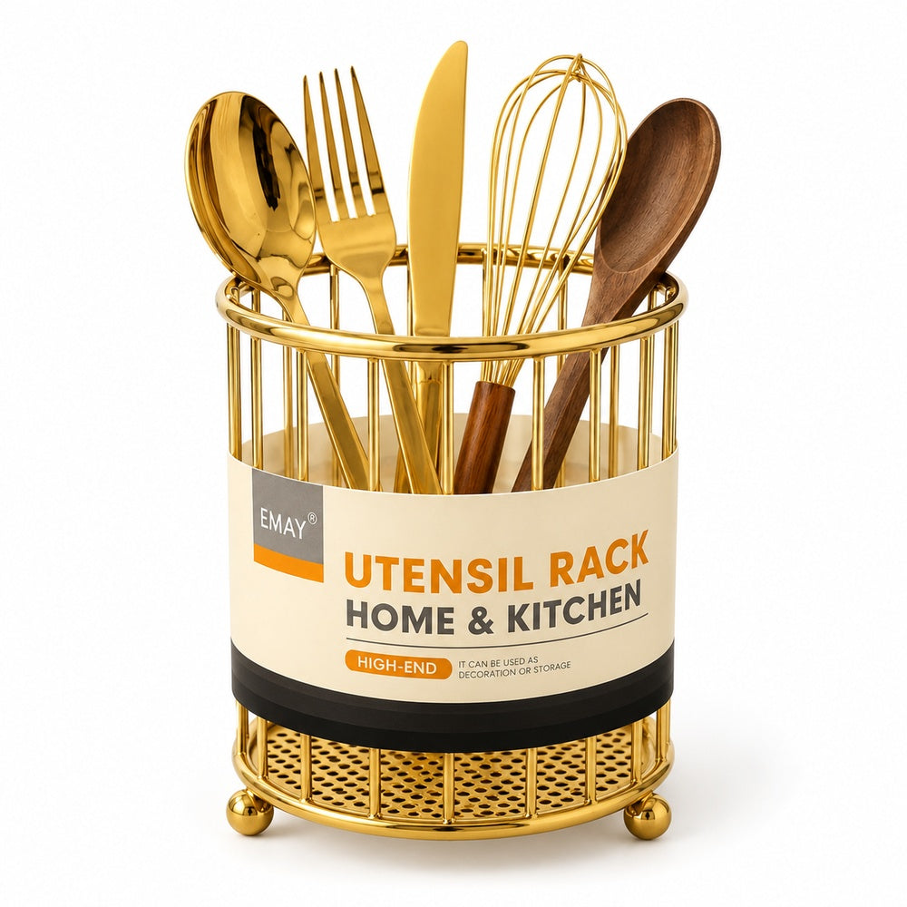 Amey Premium Gold Utensil Holder & Kitchen Organizer
