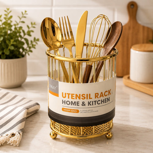 Amey Premium Gold Utensil Holder & Kitchen Organizer