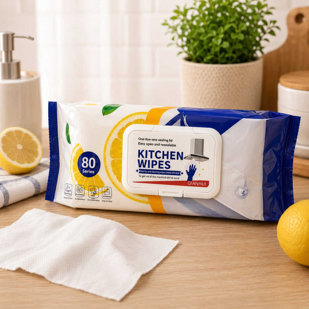 Powerful Anti-Oil Kitchen Cleaning Wipes – 80 Sheets
