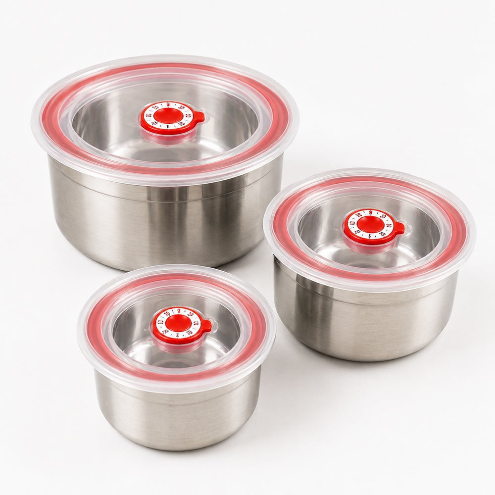 3-Piece Stainless Steel Food Storage Bowl Set