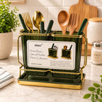 EMAY Gold & Green Double Utensil Holder