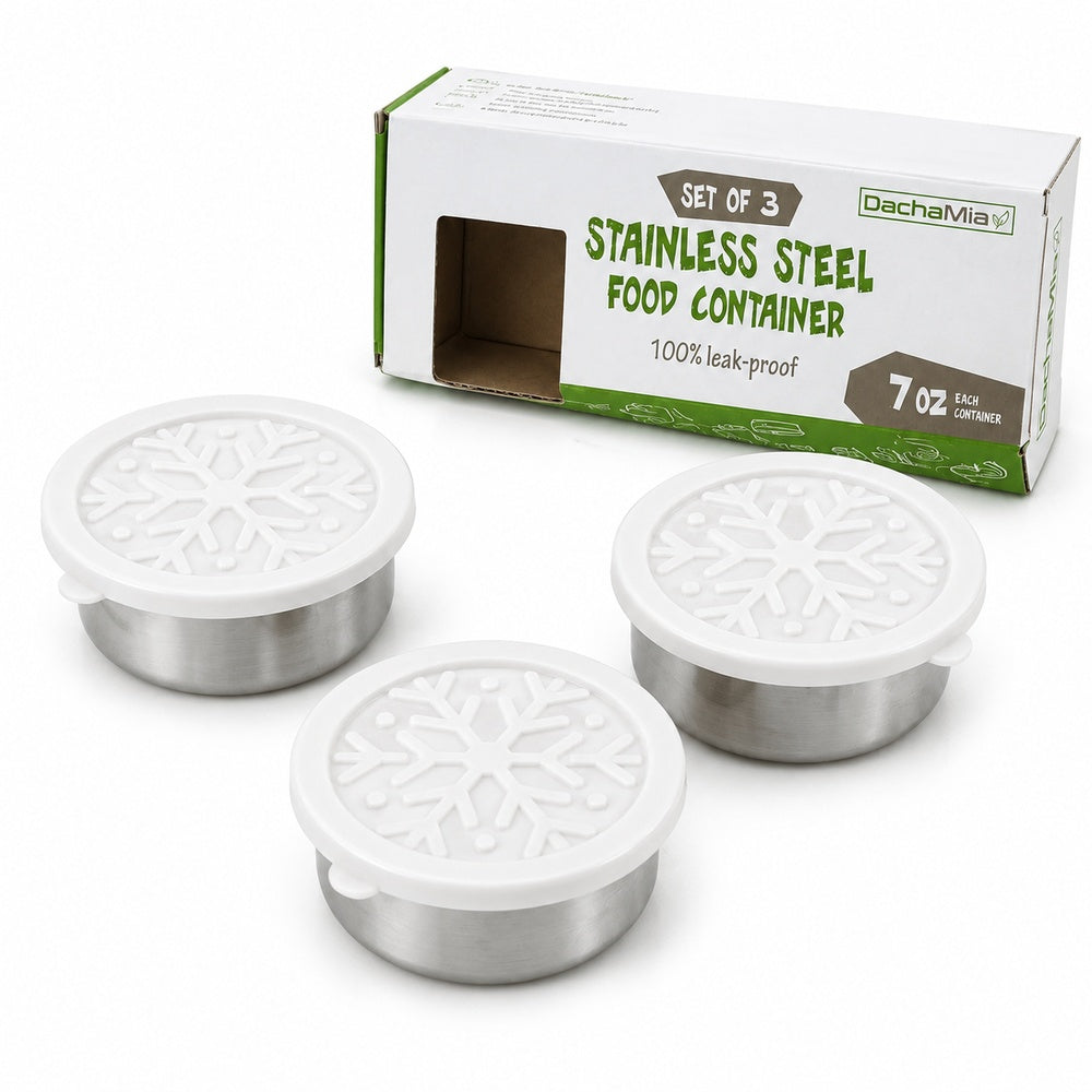 Set of 3 Stainless Steel Food Containers – 7 oz each