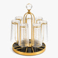 Gold Rotatable Glass Holder Rack – Elegant 6-Glass Storage Stand