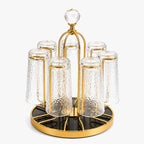 Gold Rotatable Glass Holder Rack – Elegant 6-Glass Storage Stand