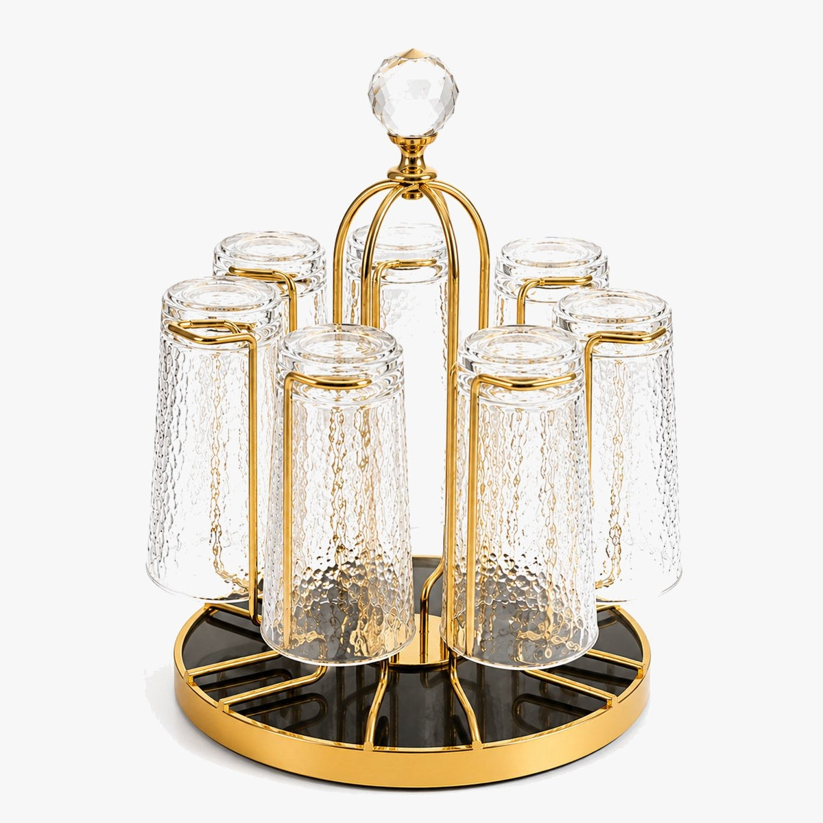 Gold Rotatable Glass Holder Rack – Elegant 6-Glass Storage Stand