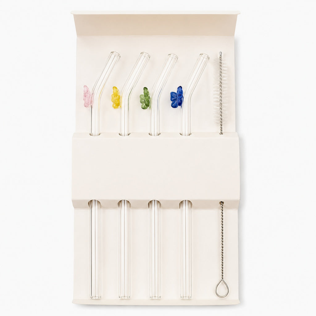 Reusable Glass Drinking Straws – 4 Piece Set
