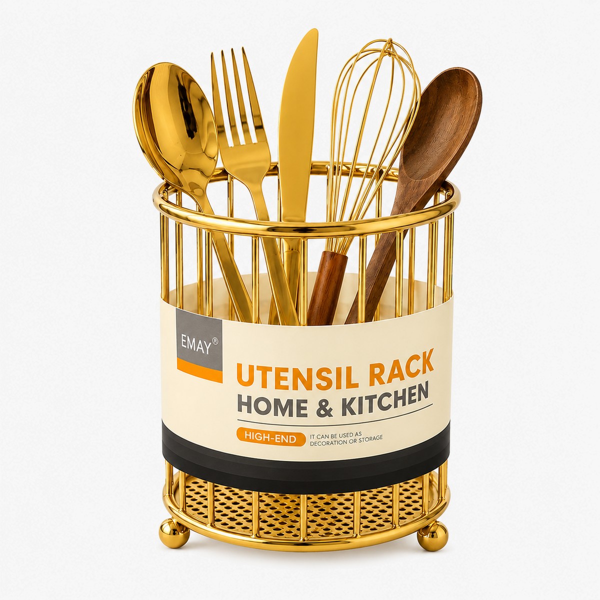 Amey Premium Gold Utensil Holder & Kitchen Organizer
