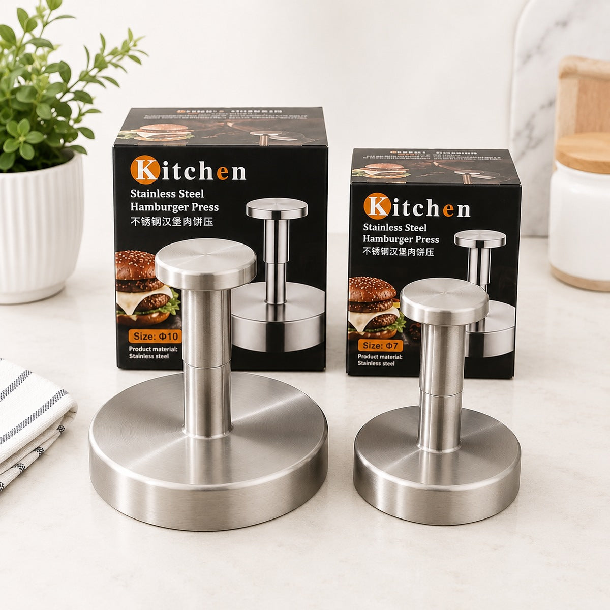 Stainless Steel Hamburger Patty Press – 2 Sizes