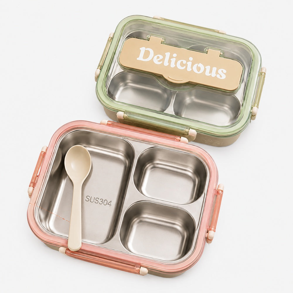 SUS 304 Tri-Compartment Stainless Steel Lunch Box