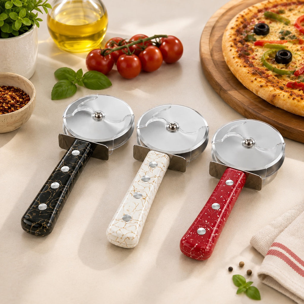 XXL Pizza Cutter – Stainless Steel Pizza Wheel with Premium Marbled Handle