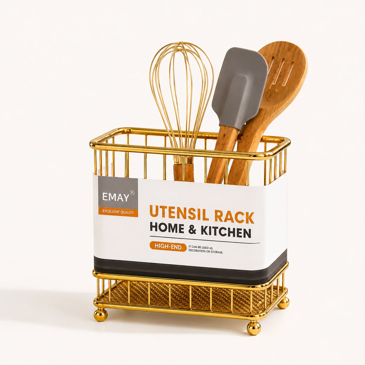 Gold Utensil Rack Organizer – Premium Kitchen & Cutlery Holder